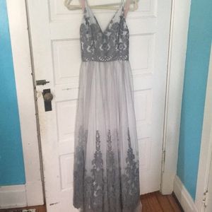 beautiful Gray lace prom dress